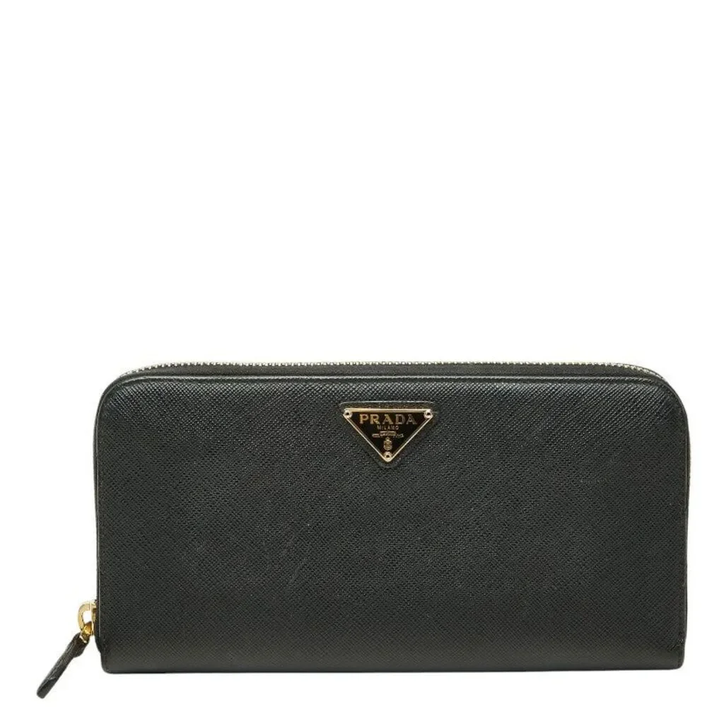 Prada Triangle Logo Plate Long Wallet